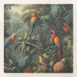 Botanische Papageienlandschaft und Ananas Glasuntersetzer