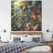 Botanische Papageienlandschaft und Ananas Leinwanddruck (Insitu (Schlafzimmer))