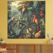 Botanische Papageienlandschaft und Ananas Leinwanddruck (Insitu (Wohnzimmer))