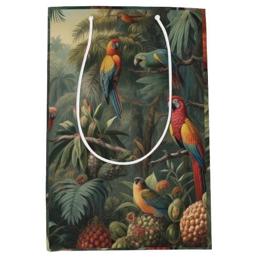 Botanische Papageienlandschaft und Ananas Mittlere Geschenktüte (Vorderseite)