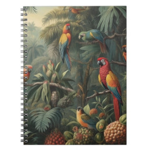 Botanische Papageienlandschaft und Ananas Notizblock