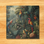 Botanische Papageienlandschaft und Ananas Puzzle<br><div class="desc">Vintage Malerei einer botanischen Szene mit bunten Papageien und Ananas in einem Regenwald</div>