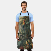 Botanische Papageienlandschaft und Ananas Schürze (Getragen)