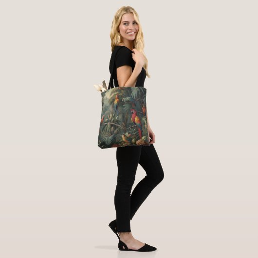 Botanische Papageienlandschaft und Ananas Tasche (Am Model)