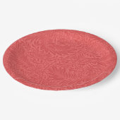 Botanische Papierplatte aus rotem Flor Pappteller (Schrägansicht)