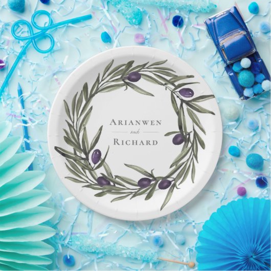 Botanische Papierplatte aus toskanischem Oliven Pappteller (Party)