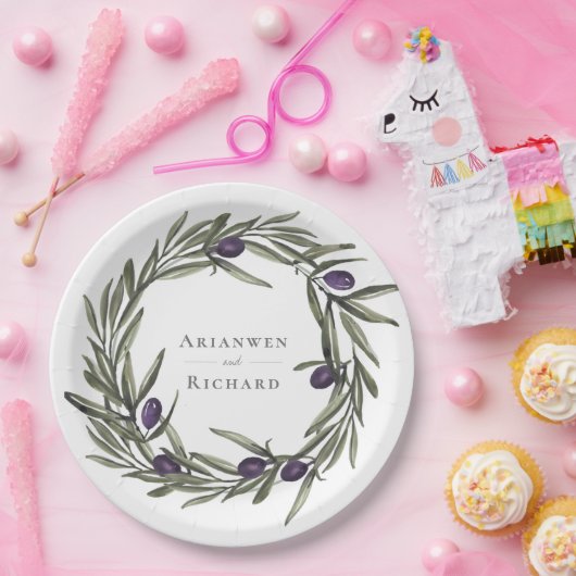 Botanische Papierplatte aus toskanischem Oliven Pappteller (Party)