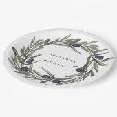 Botanische Papierplatte aus toskanischem Oliven Pappteller (Schrägansicht)