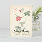 Botanische Passiflora 70. Geburtstag Einladung (Stehend Vorderseite)