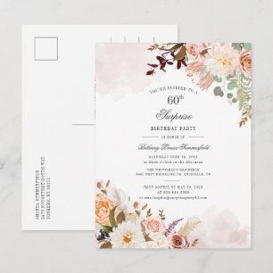Botanische Pastel Floral 60. Geburtstagsparty Einladungspostkarte