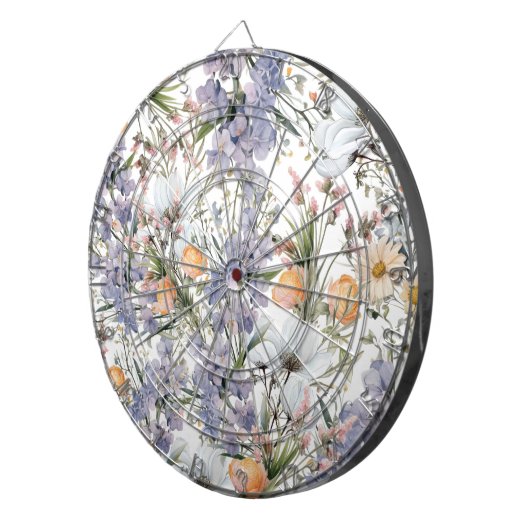 Botanische Pastellfarben Wildblume Blütensommer Dartscheibe (Vorderseite rechts)