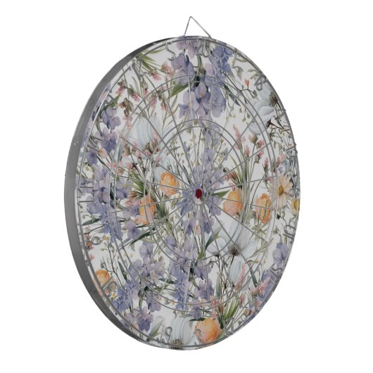 Botanische Pastellfarben Wildblume Blütensommer Dartscheibe (Vorderseite Links)