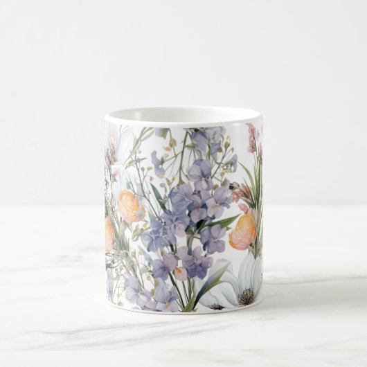 Botanische Pastellfarben Wildblume Blütensommer Kaffeetasse (Mittel)