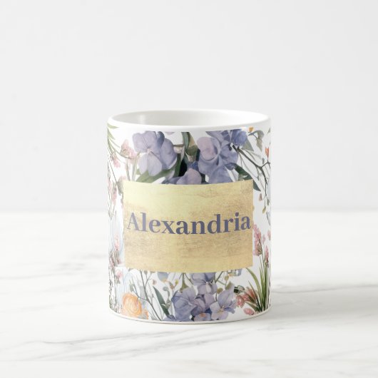 Botanische Pastellfarben Wildblume Blütensommer Kaffeetasse (Mittel)