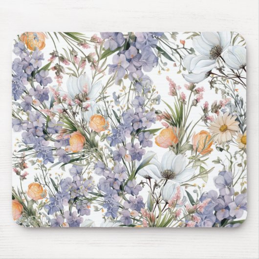 Botanische Pastellfarben Wildblume Blütensommer Mousepad (Vorne)