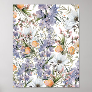 Botanische Pastellfarben Wildblume Blütensommer Poster