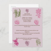 Botanische Peonie Eukalyptus Girl Geburtserklärung Einladungspostkarte (Vorne/Hinten)