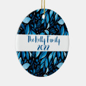 Botanische Personalisierte Schwarz-Blau-Ornamente Keramik Ornament (Rechts)