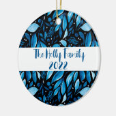 Botanische Personalisierte Schwarz-Blau-Ornamente Keramik Ornament (Links)