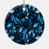 Botanische Personalisierte Schwarz-Blau-Ornamente Keramik Ornament (Hinten)