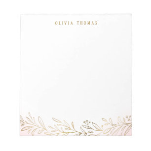 Botanische personalisierte Stationerie aus Rost un Notizblock