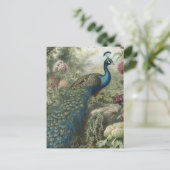 Botanische Pfauenlandschaft in einem englischen Ga Postkarte (Stehend Vorderseite)