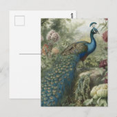 Botanische Pfauenlandschaft in einem englischen Ga Postkarte (Vorne/Hinten)