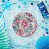 Botanische Pfingstrose Wasserfarbe Lavendelblüten Pappteller (Party)