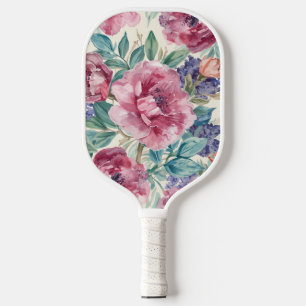 Botanische Pfingstrose Wasserfarbe Lavendelblüten  Pickleball Schläger