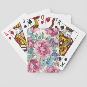 Botanische Pfingstrose Wasserfarbe Lavendelblüten  Spielkarten