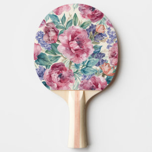 Botanische Pfingstrose Wasserfarbe Lavendelblüten  Tischtennis Schläger