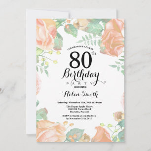 Botanische Pfirsichblüte 80. Geburtstag Einladung