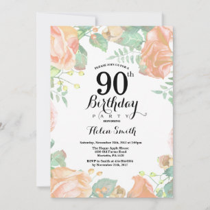 Botanische Pfirsichblüte 90. Geburtstag Einladung