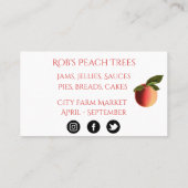 Botanische Pfirsiche auf der White Business Card Visitenkarte (Rückseite)