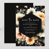 Botanische Pfirsichhochzeit Save The Date (Vorne/Hinten)