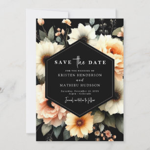 Botanische Pfirsichhochzeit Save The Date