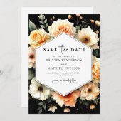 Botanische Pfirsichhochzeit Save The Date (Vorne/Hinten)