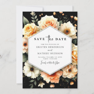 Botanische Pfirsichhochzeit Save The Date