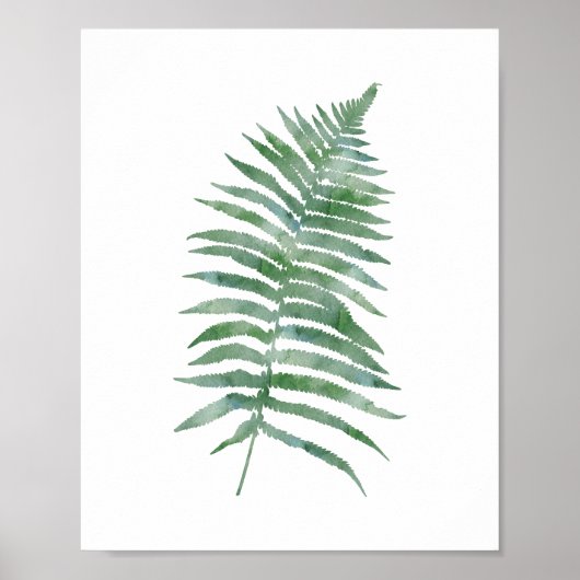Botanische Pflanze Fern Leaf Grünes Wasser Poster (Vorne)