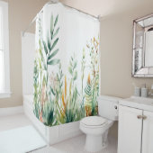 Botanische Pflanze Grünweißes Design 311 Duschvorhang (Beispiel)