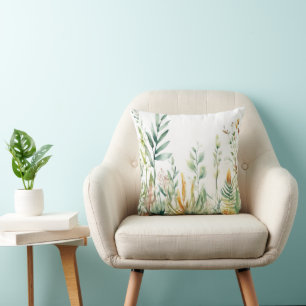 Botanische Pflanze Grünweißes Design 311 Kissen
