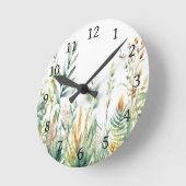 Botanische Pflanze Grünweißes Design 311 Runde Wanduhr (Winkel)
