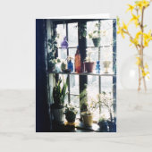 Botanische Pflanze in farbenfrohen Glasflaschen Karte (Gelbe Blume)