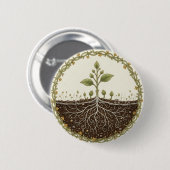 Botanische Pflanze mit Wurzeln Natur Illustrations Button (Vorne & Hinten)
