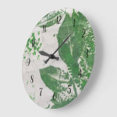Botanische Pflanze Print Green Nature Art Große Wanduhr (Winkel)