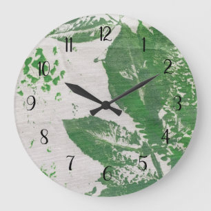 Botanische Pflanze Print Green Nature Art Große Wanduhr