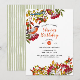 Botanische Pflanze und Vögel Einladung zum Geburts