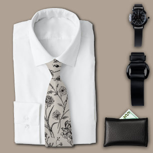 Botanische Pflanze Vintag grau personalisieren Krawatte