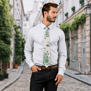 Botanische Pflanzen Vintage Grün Personalisierter  Krawatte