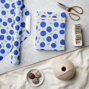 Botanische Pflaumen-Kollektion Blau Geschenkpapier